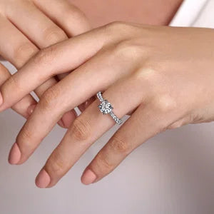 14K White Gold Round Diamond Engagement Ring-Avery