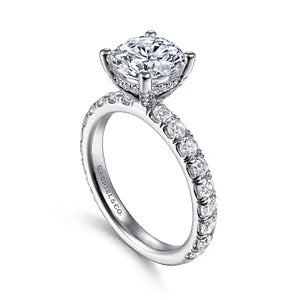14K White Gold Round Diamond Engagement Ring-Ulani