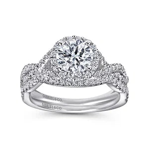 14K White Gold Round Halo Diamond Engagement Ring- Marissa