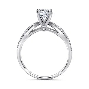 14K White Gold Round Split Shank Diamond Engagement Ring-ELYSE