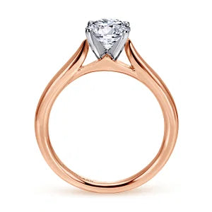 14K White-Rose Gold Round Diamond Engagement Ring-LUCIA