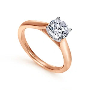 14K White-Rose Gold Round Diamond Engagement Ring-LUCIA