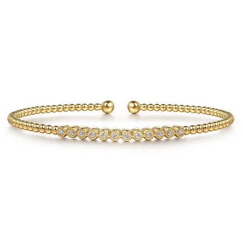 14K Yellow Gold Bujukan Bead Diamond Bangle