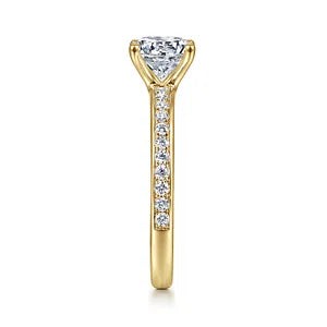 14K Yellow Gold Round Diamond Engagement Ring-MEGAN