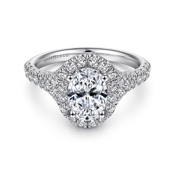 Kennedy - 14K White Gold Oval Halo Diamond Engagement Ring
