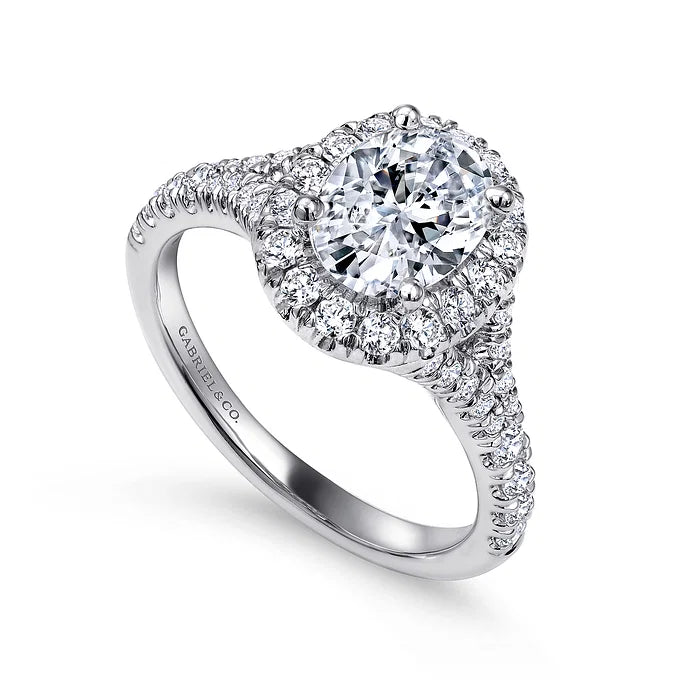 Kennedy - 14K White Gold Oval Halo Diamond Engagement Ring
