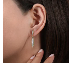 14K Yellow-White Gold Graduating Marquise Shape Diamond Stud Earrings by Gabriel