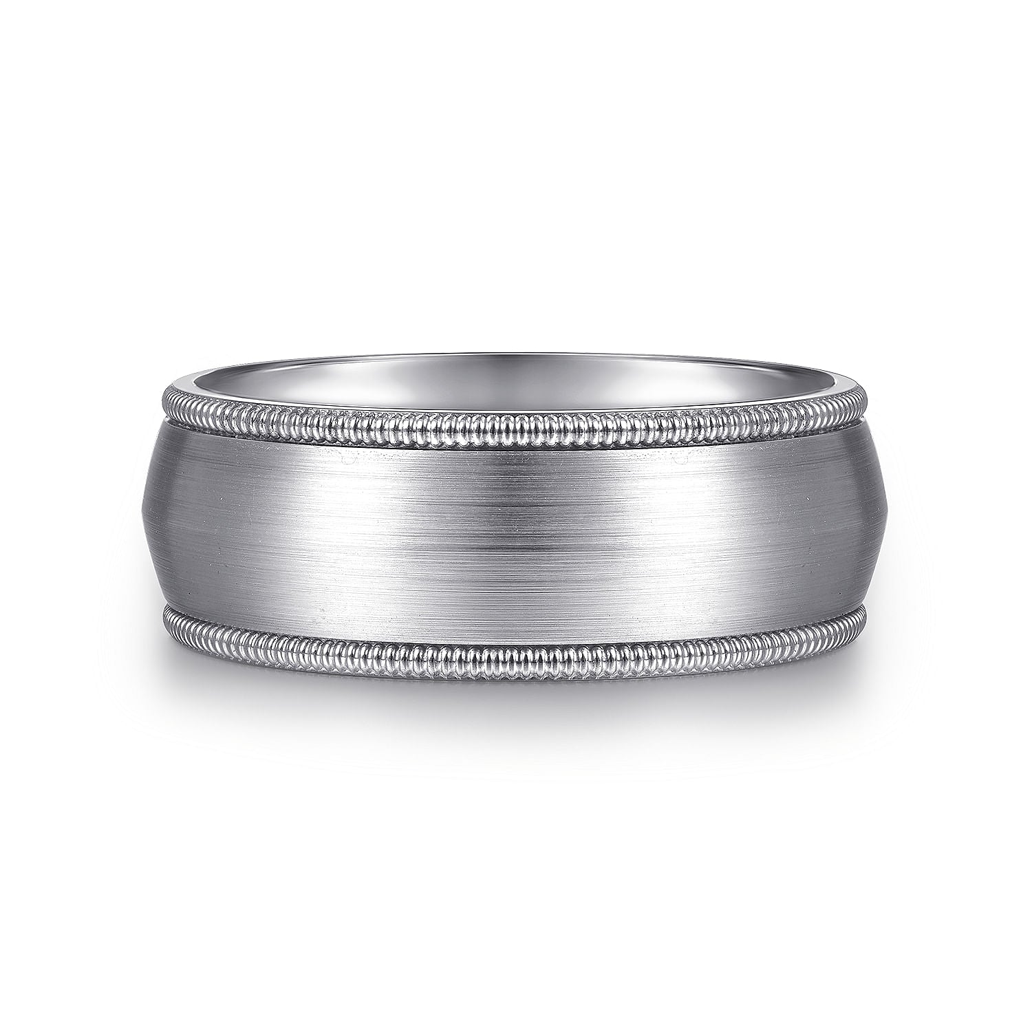 14K White Gold 8mm - Men's Wedding Band in Satin Finish