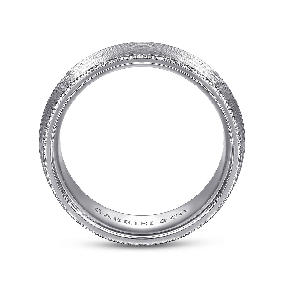 14K White Gold 8mm - Men&#39;s Wedding Band in Satin Finish