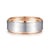 14K White-Rose Gold 8mm - Two Tone Beveled Edge Men's Wedding Band in Satin Finish