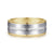 14K White-Yellow Gold 8mm - Two Tone Men's Wedding Band in Satin Finish