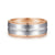 14K White-Rose Gold 8mm - Two Tone Men's Wedding Band in Satin Finish