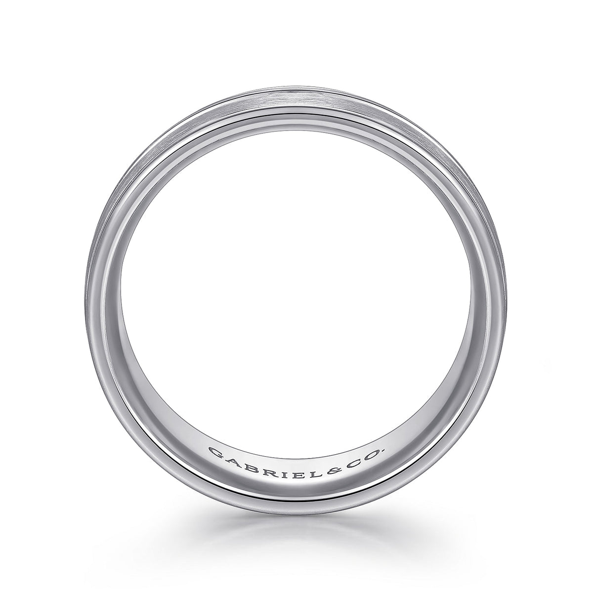 14K White Gold 8mm - Men&#39;s Wedding Band in Satin Finish