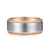 14K White-Rose Gold 8mm - Two Tone Beveled Edge Men's Wedding Band in Satin Finish