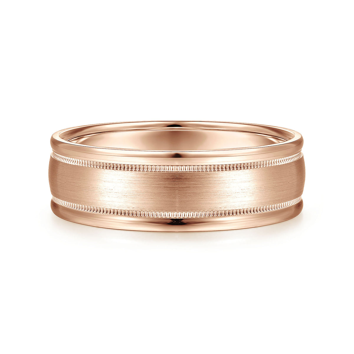 14K Rose Gold 7mm - Men&#39;s Wedding Band in Satin Finish