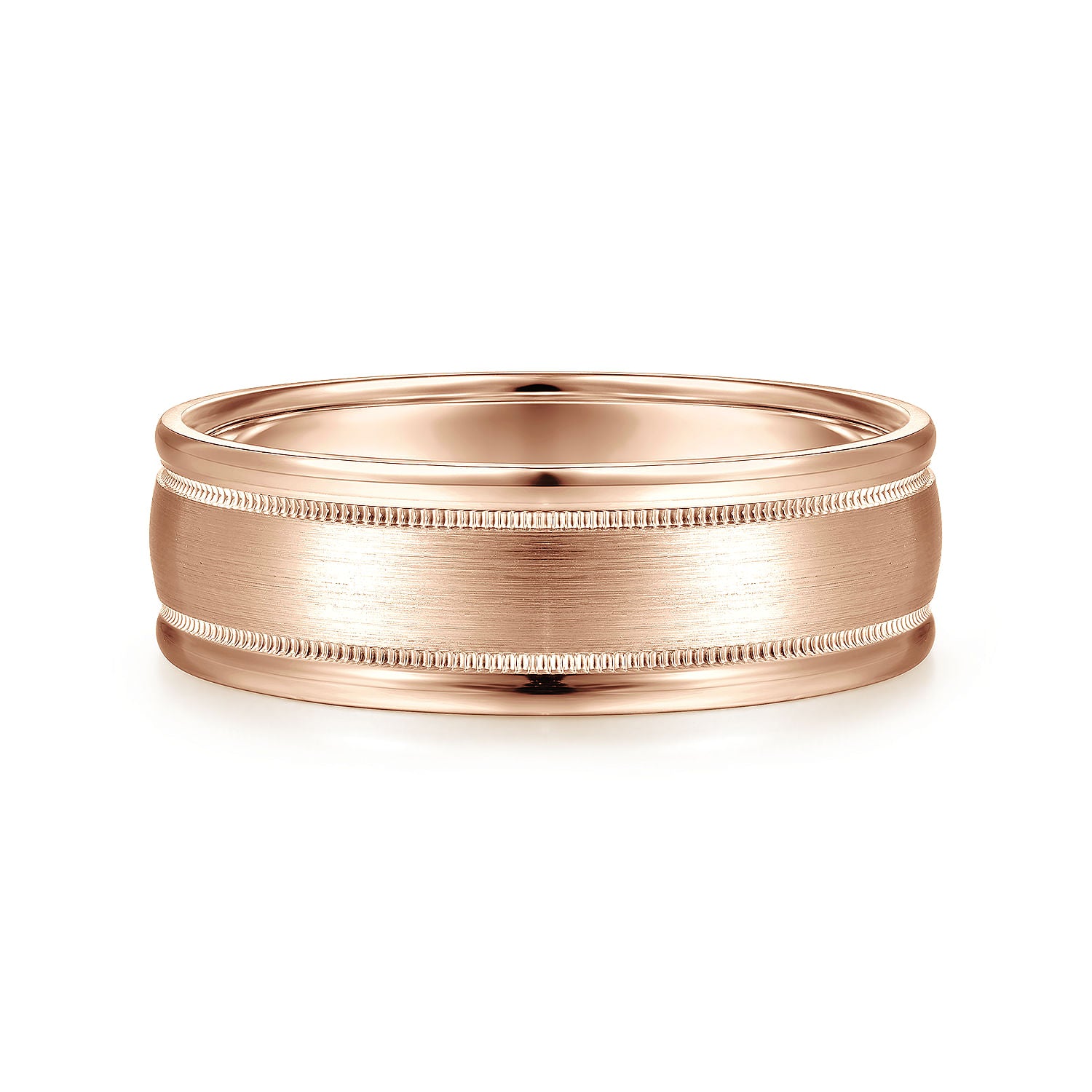 14K Rose Gold 7mm - Men's Wedding Band in Satin Finish