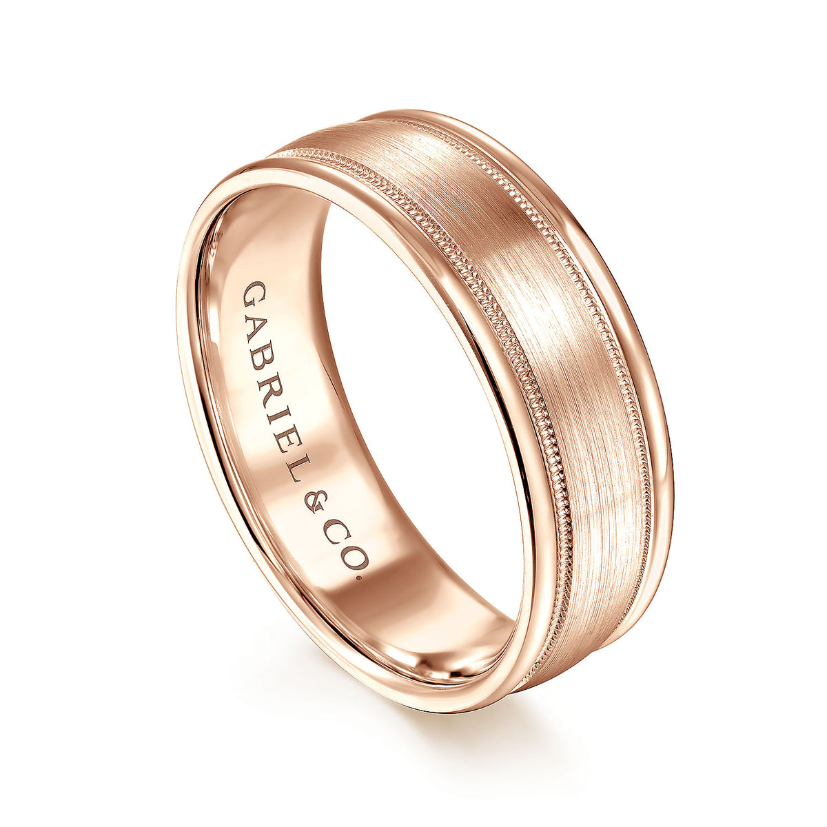 14K Rose Gold 7mm - Men&#39;s Wedding Band in Satin Finish