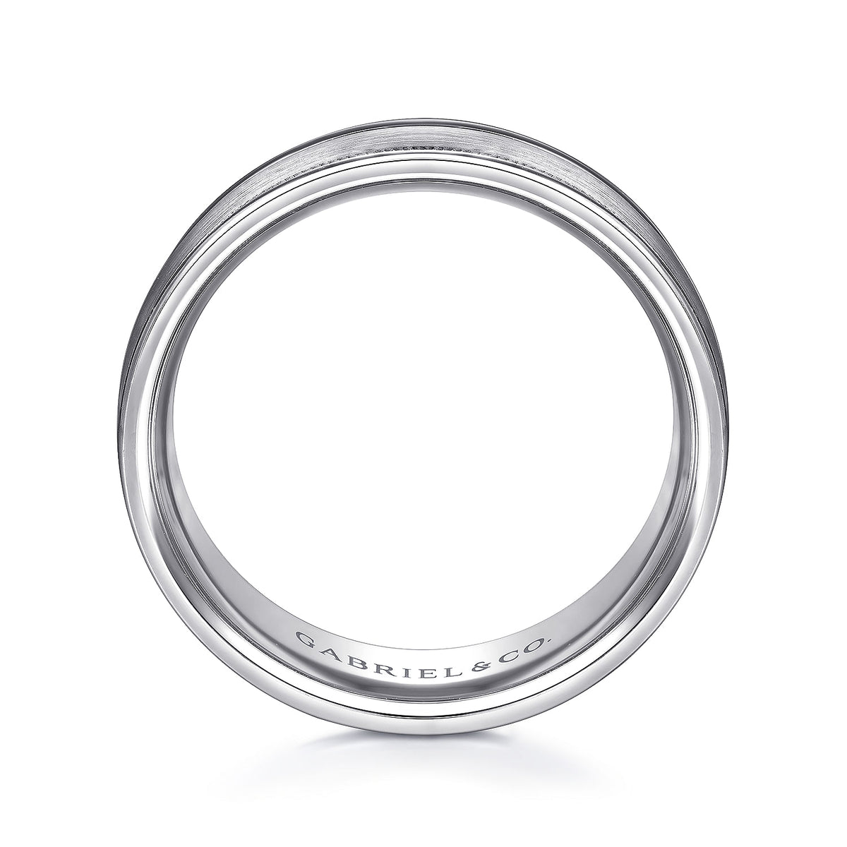 14K White Gold 7mm - Men&#39;s Wedding Band in Satin Finish
