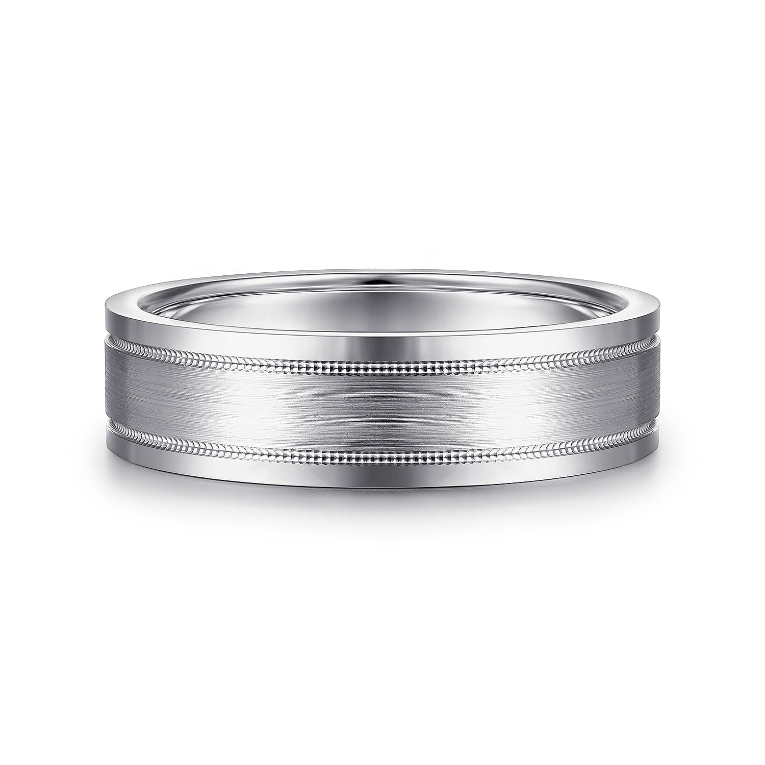 14K White Gold 6mm - Men's Wedding Band in Satin Finish