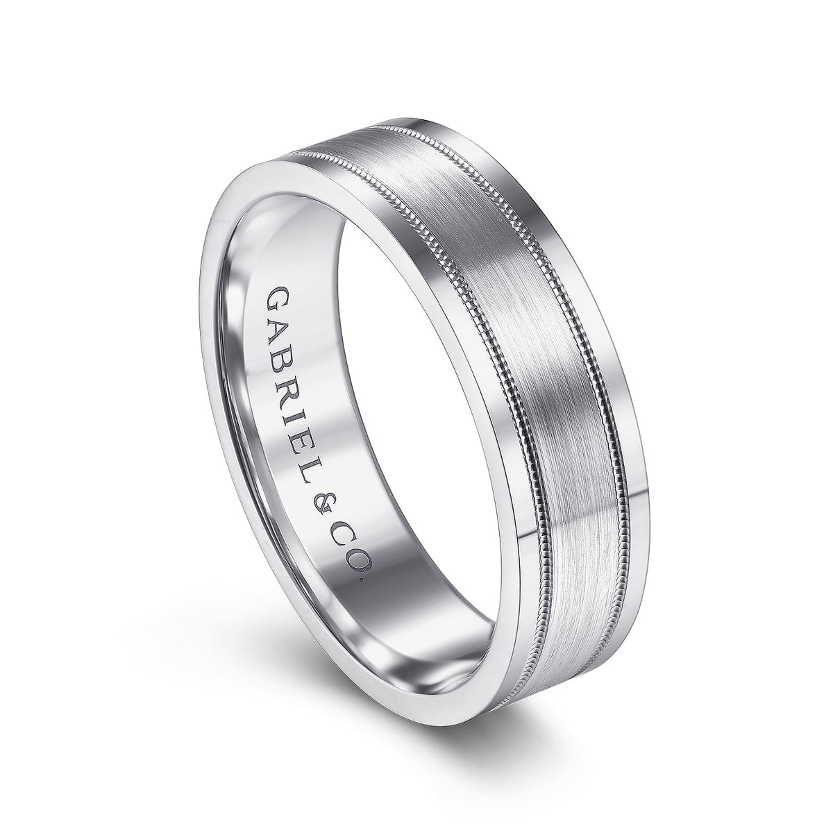 14K White Gold 6mm - Men&#39;s Wedding Band in Satin Finish