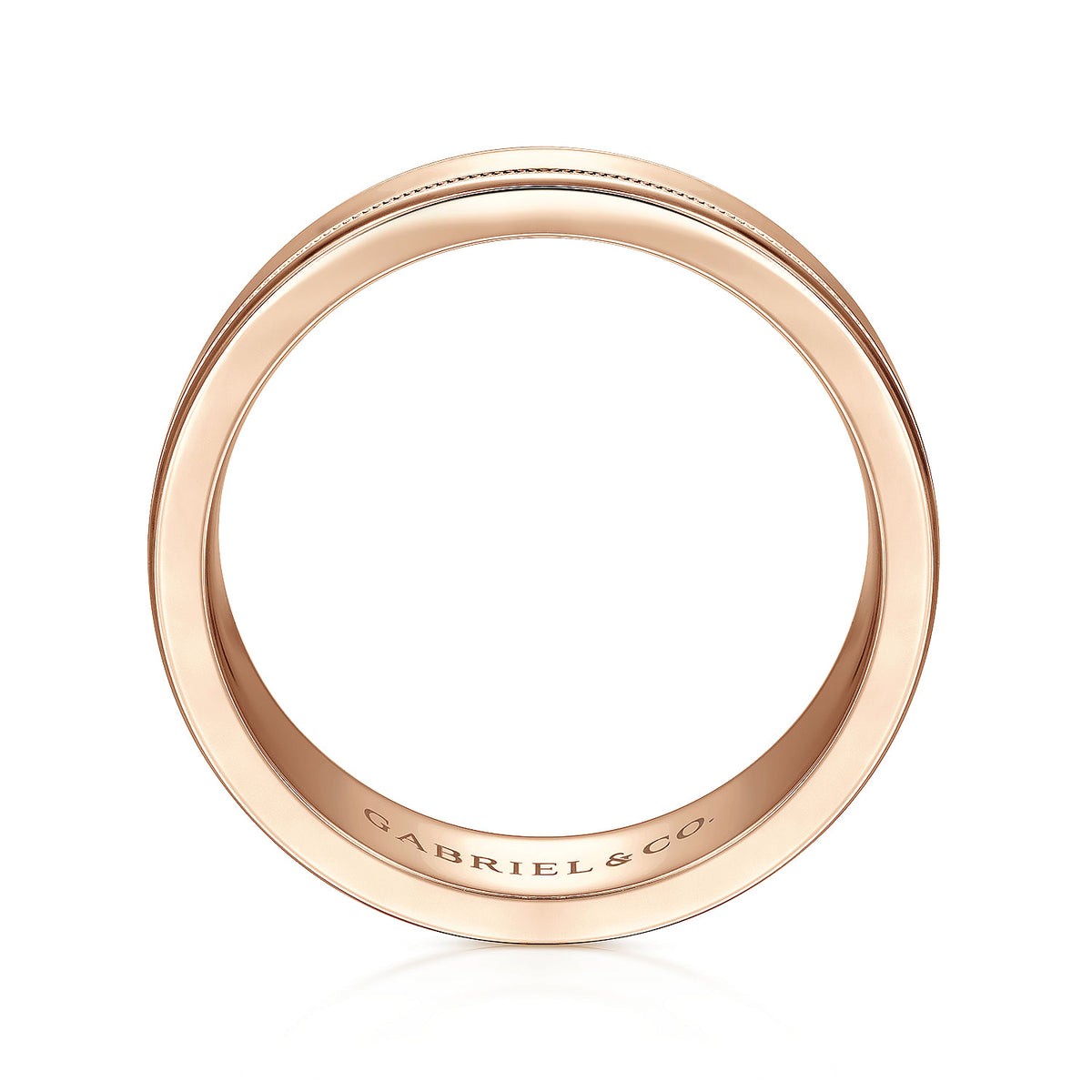 14K Rose Gold 7mm - High Polished Men&#39;s Wedding Band