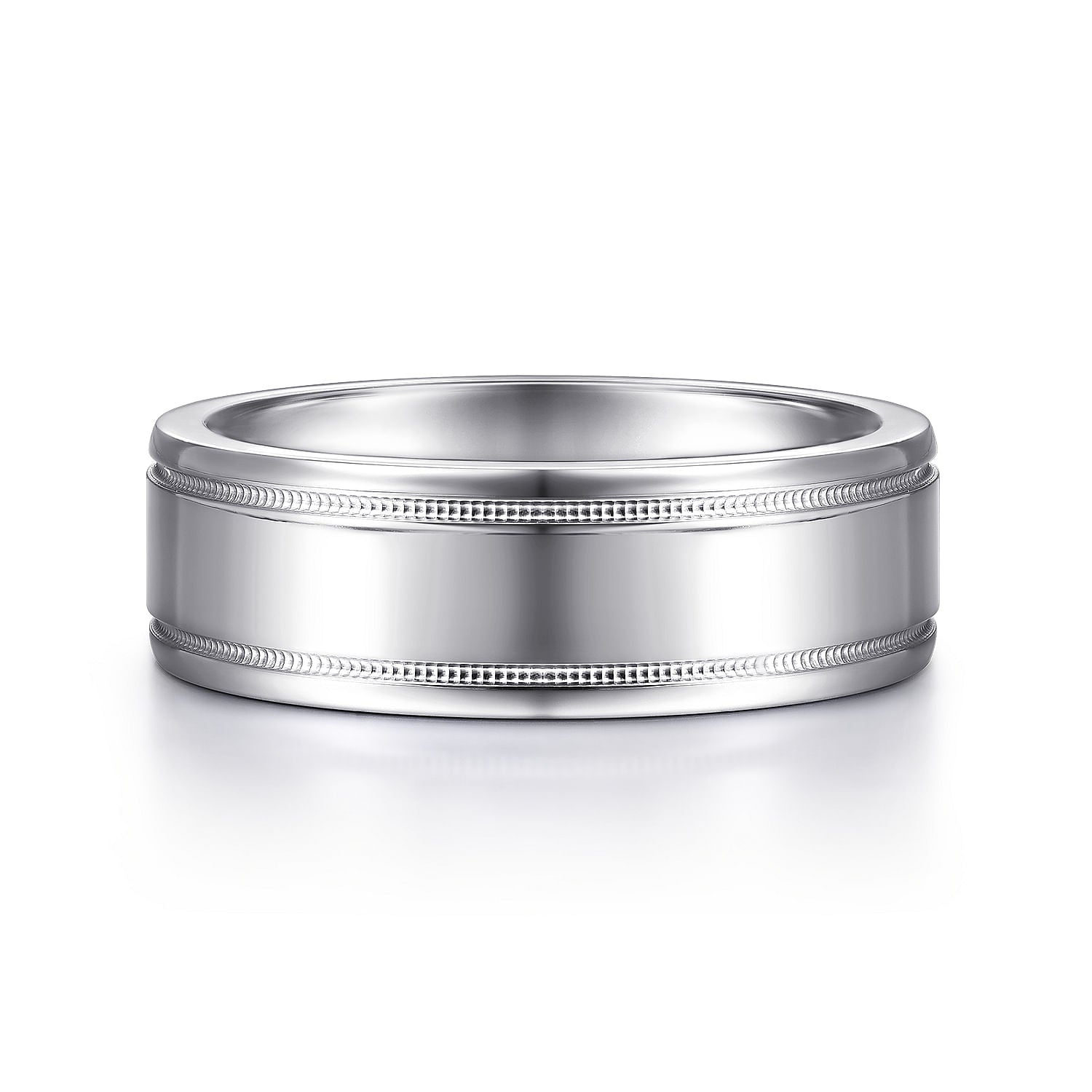 14K White Gold 7mm - High Polished Men's Wedding Band