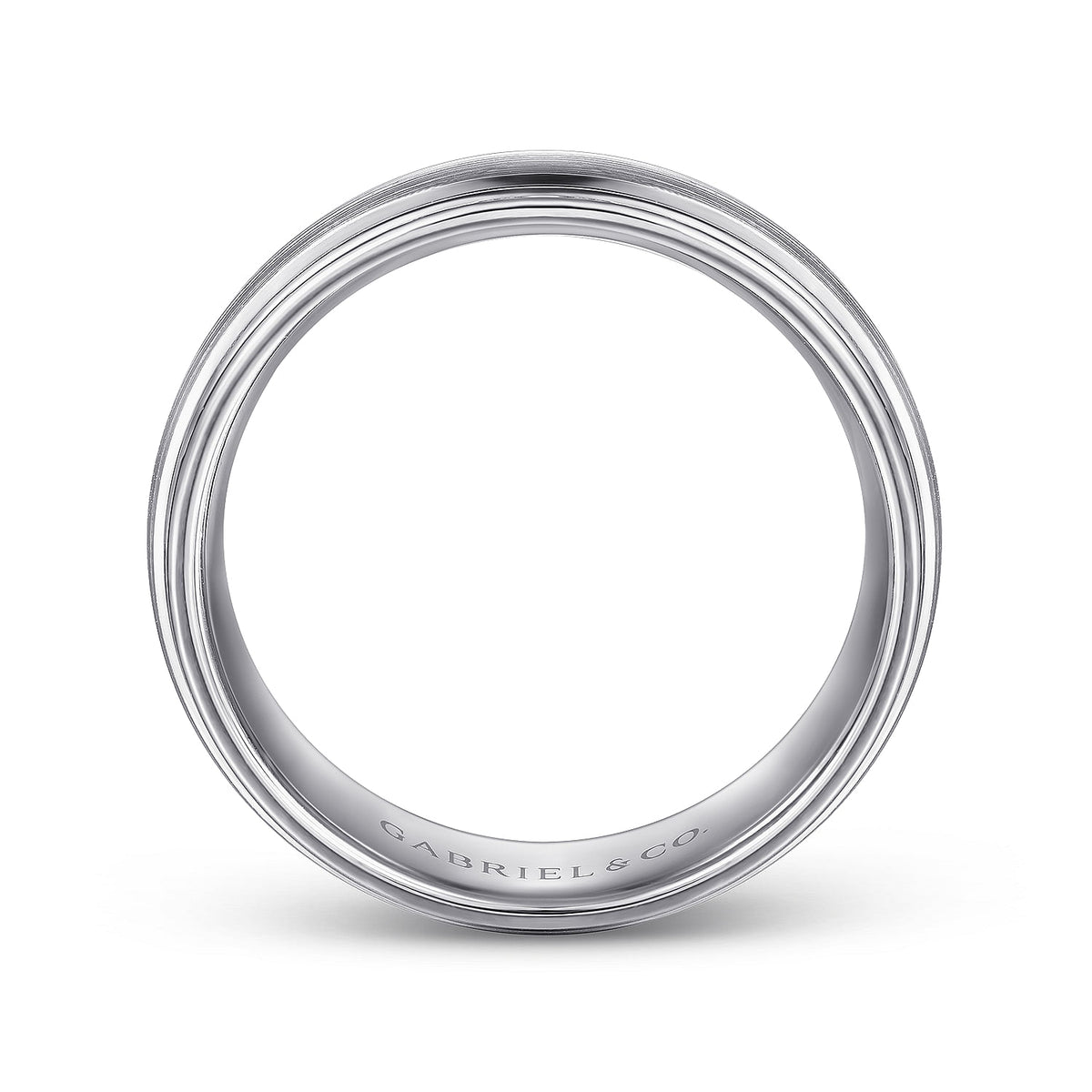 14K White Gold 8mm - Men&#39;s Wedding Band in Satin Finish