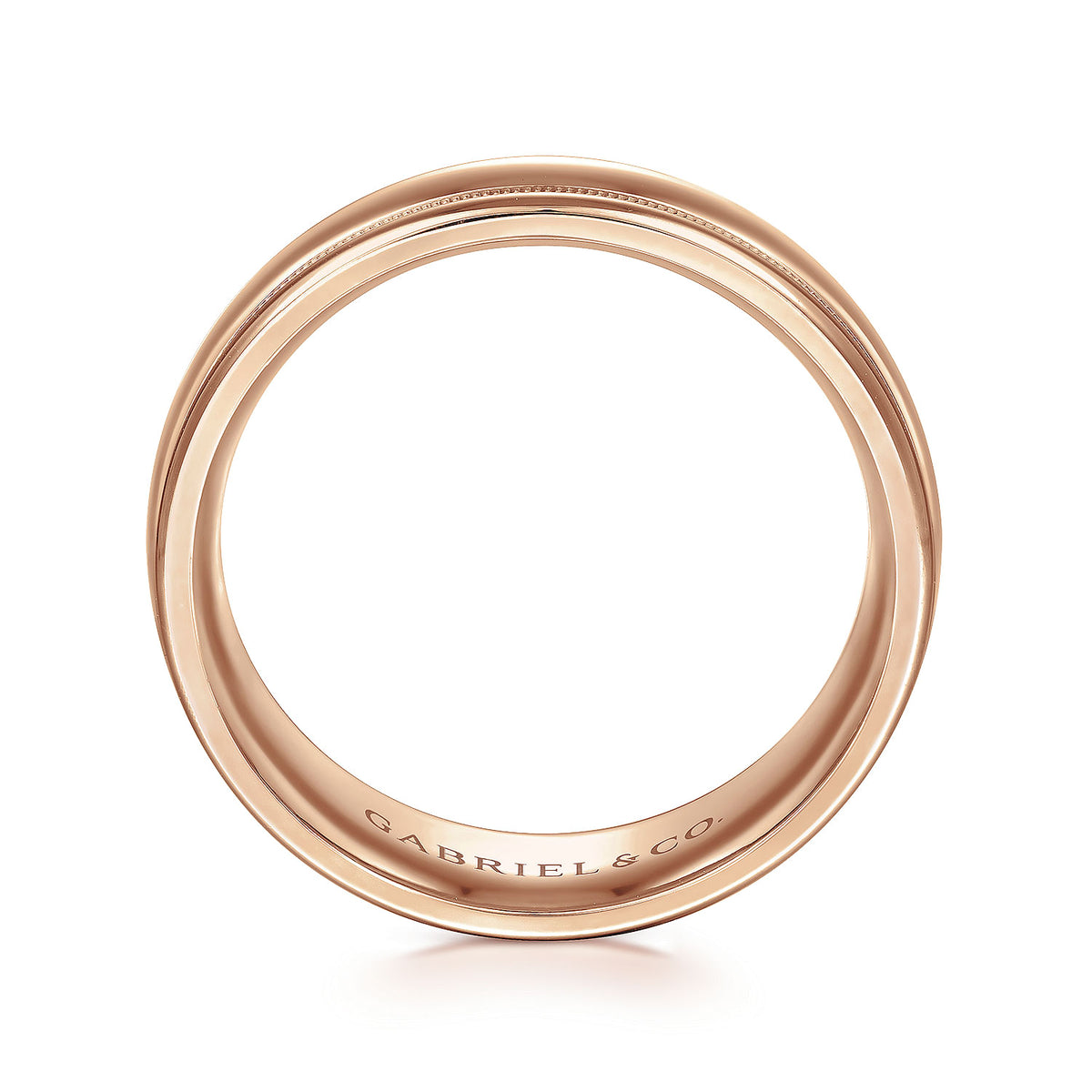 14K Rose Gold 7mm - Men&#39;s Wedding Band in High Polished Finish