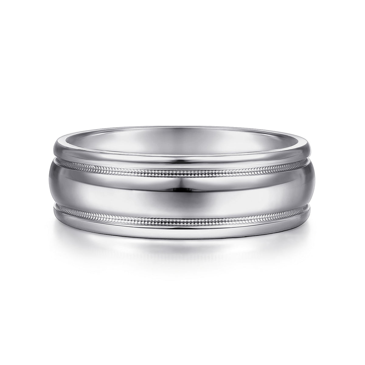 14K White Gold 7mm - Men&#39;s Wedding Band in High Polished Finish