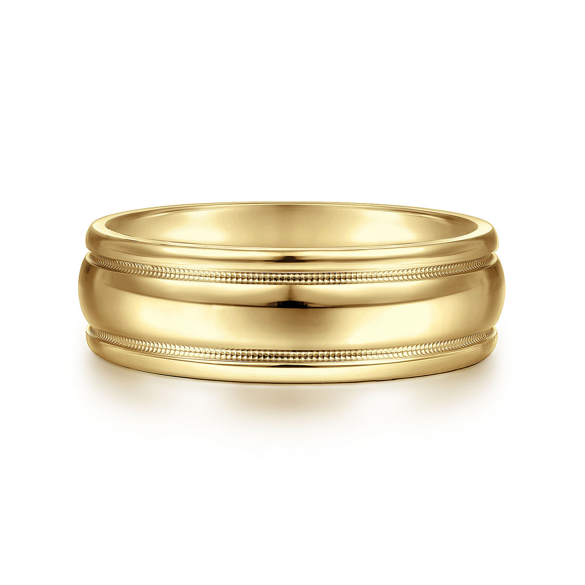 14K Yellow Gold 7mm - Men&#39;s Wedding Band in High Polished Finish