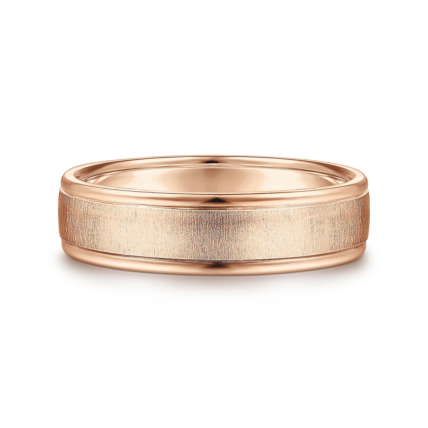 14K Rose Gold 6mm - Men's Wedding Band in Sandblast Finish