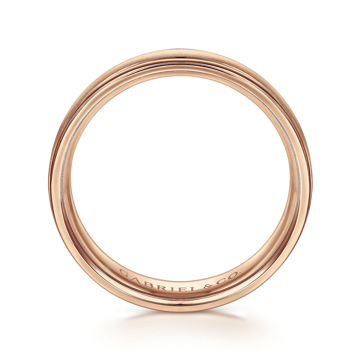 14K Rose Gold 6mm - Men&#39;s Wedding Band in Sandblast Finish