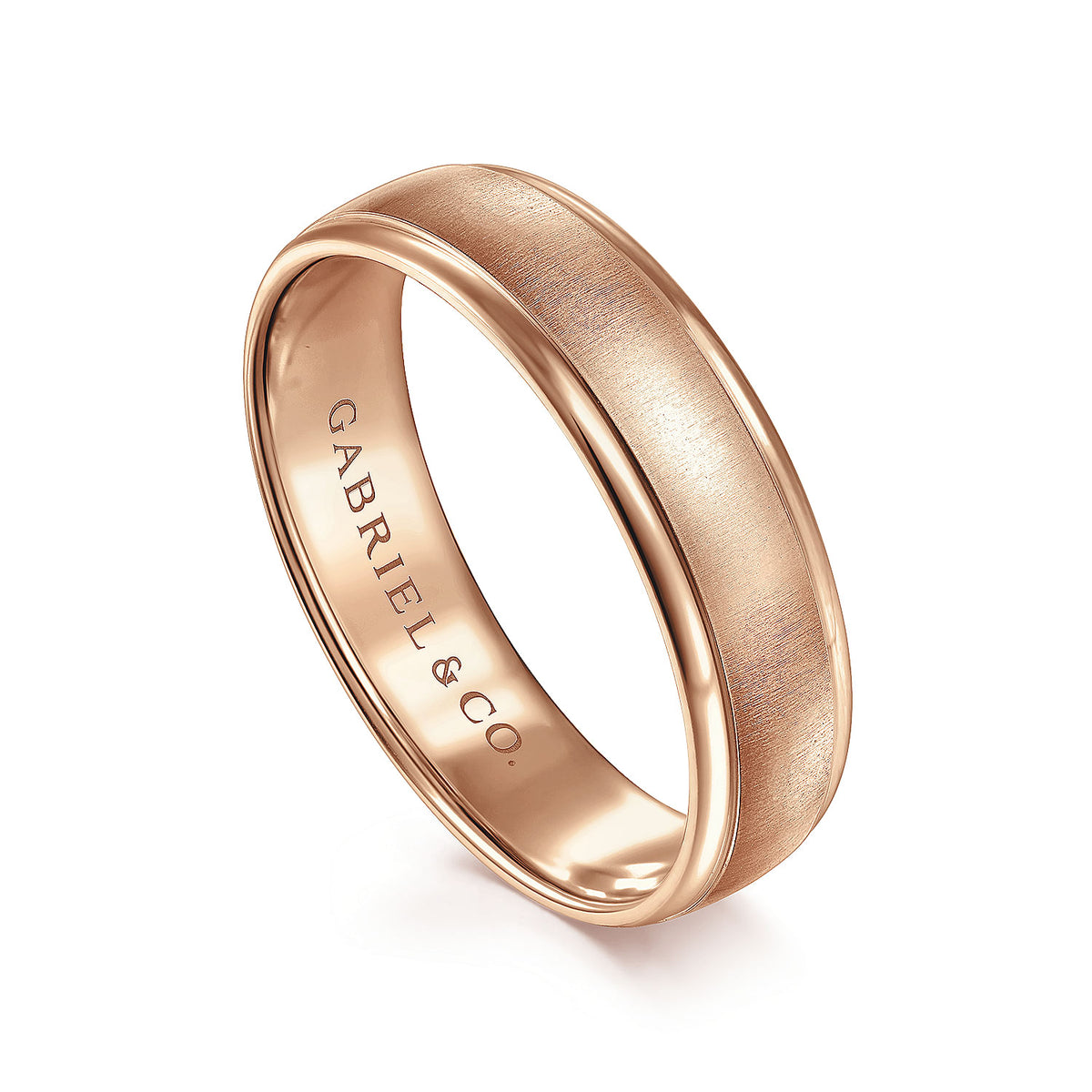 14K Rose Gold 6mm - Men&#39;s Wedding Band in Sandblast Finish