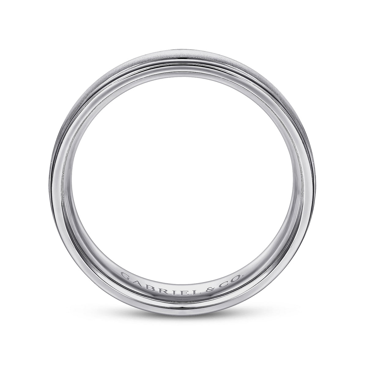 14K White Gold 6mm - Men&#39;s Wedding Band in Sandblast Finish