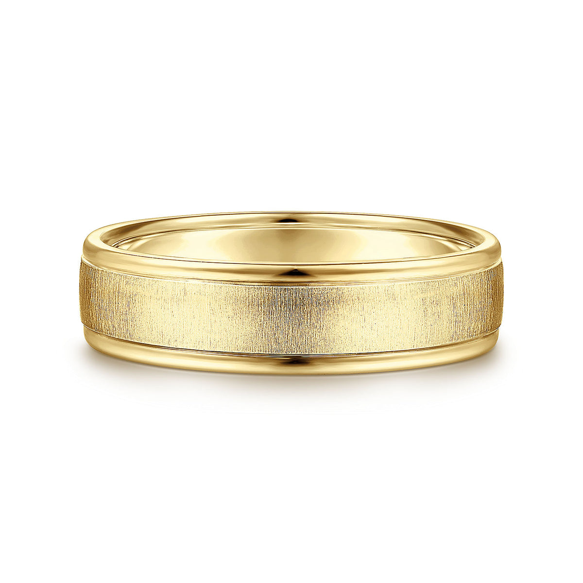 14K Yellow Gold 6mm - Men&#39;s Wedding Band in Sandblast Finish