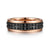 14K Rose Gold-Black Ceramic 7mm - Two Tone Beveled Edge Men's Wedding Band