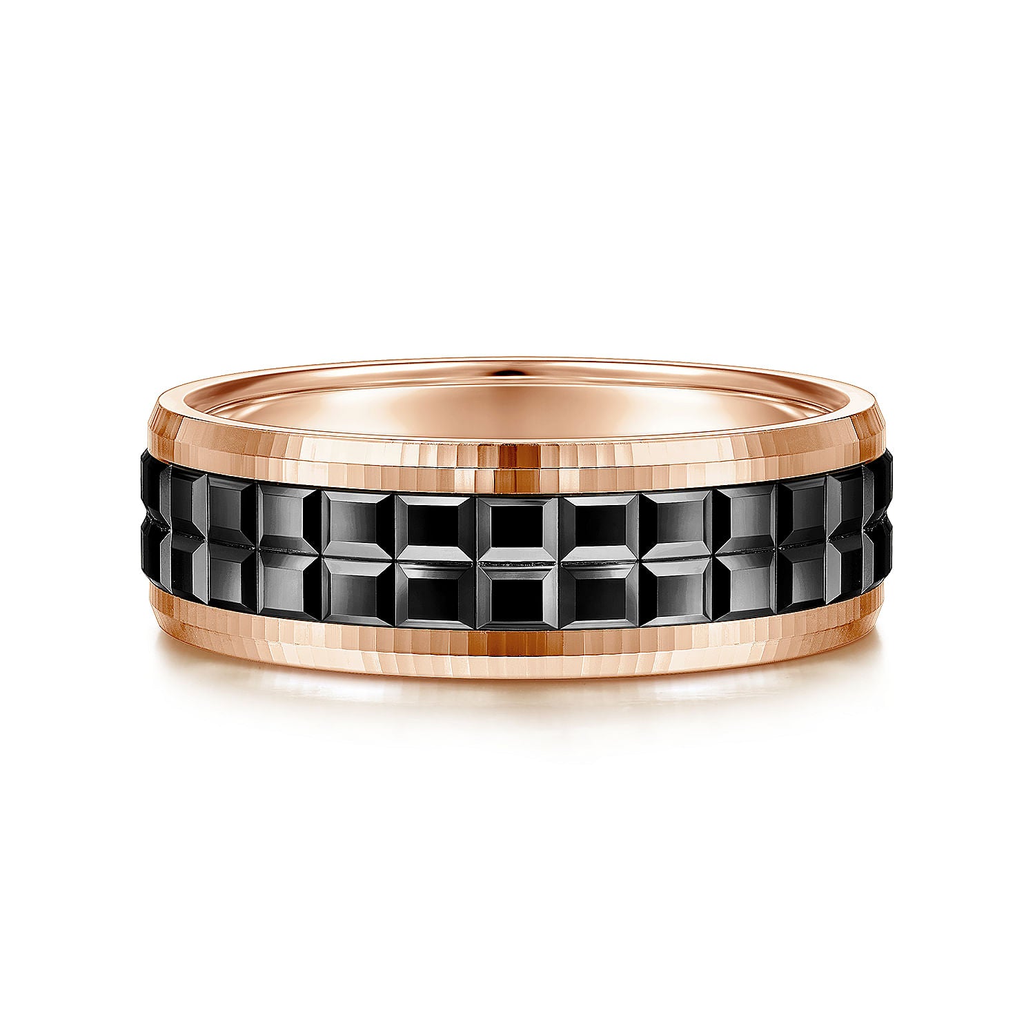 14K Rose Gold Cubic Men's Wedding Band