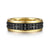 14K Yellow Gold-Black Ceramic 7mm - Two Tone Beveled Edge Men's Wedding Band