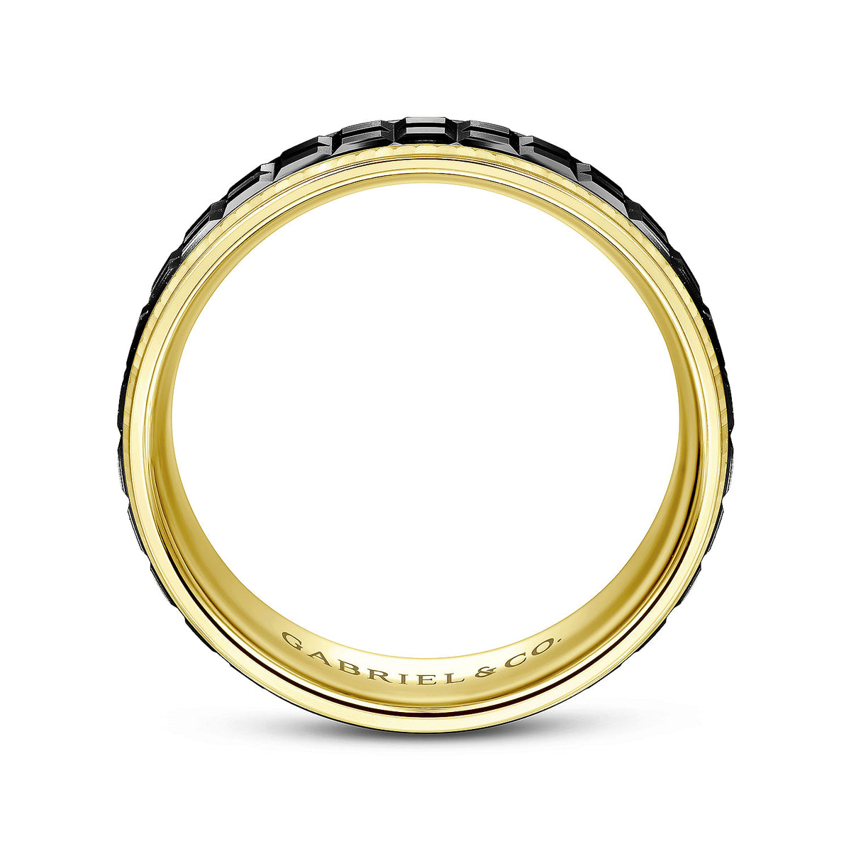 14K Yellow Gold Cubic Men&#39;s Wedding Band