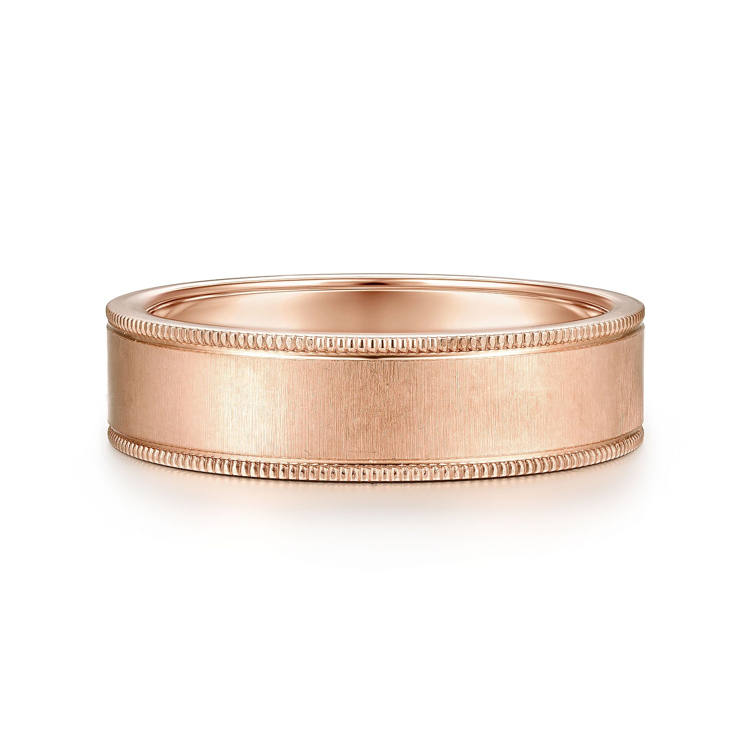 14K Rose Gold 6mm - Men's Wedding Band in Sandblast Finish