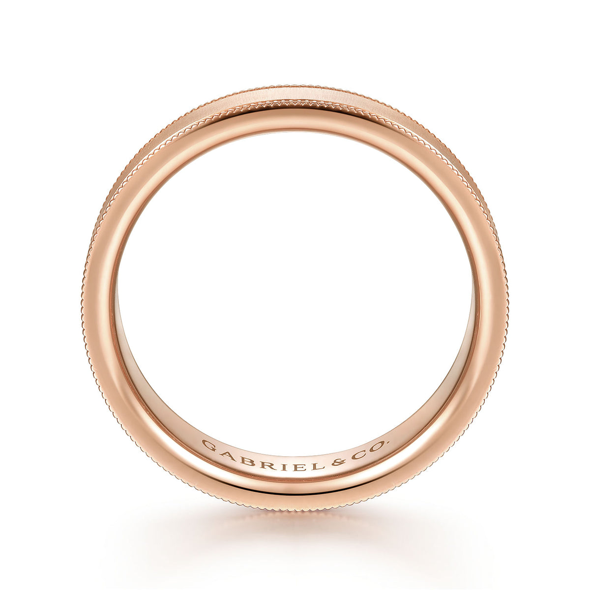 14K Rose Gold 6mm - Men&#39;s Wedding Band in Sandblast Finish