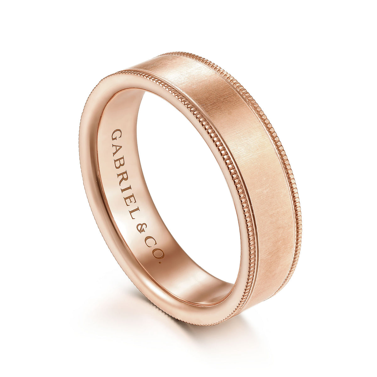 14K Rose Gold 6mm - Men&#39;s Wedding Band in Sandblast Finish