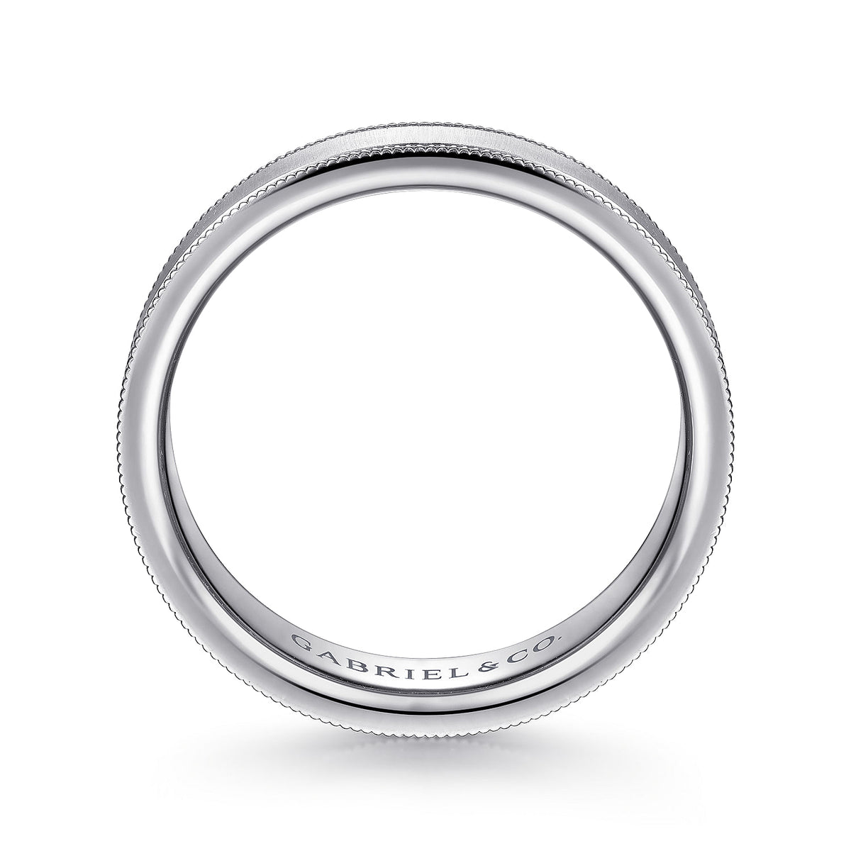 14K White Gold 6mm - Men&#39;s Wedding Band in Sandblast Finish