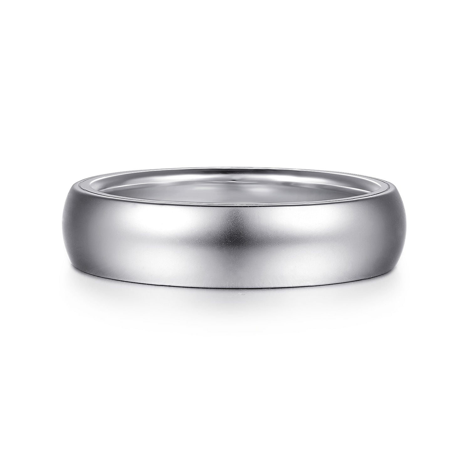 14K White Gold 6mm Mens Wedding Band in Sand Blast Finish