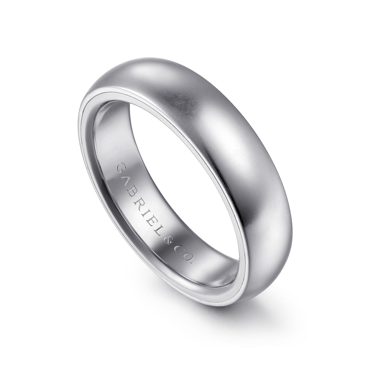 14K White Gold 6mm Mens Wedding Band in Sand Blast Finish
