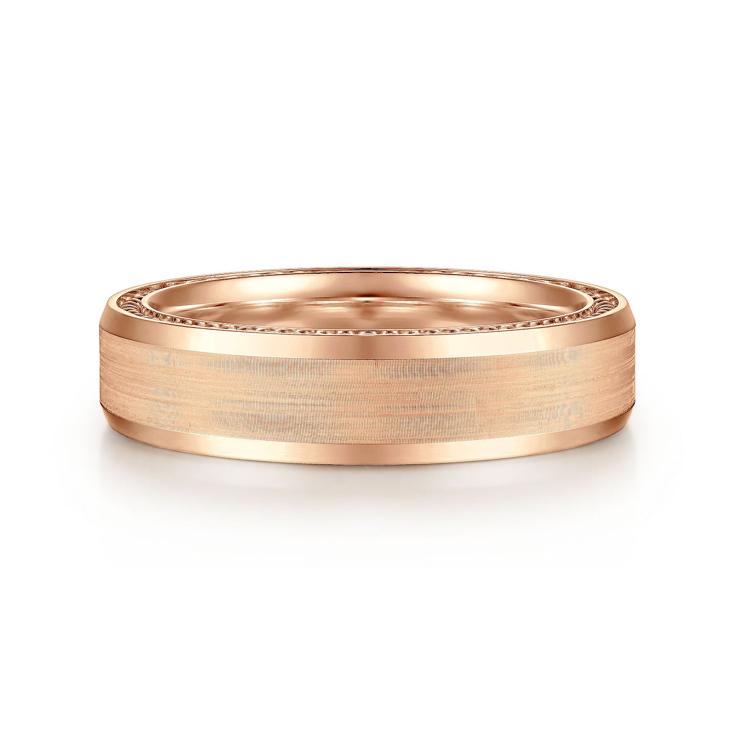 14K Rose Gold 6mm Mens Wedding Band in Satin Finish