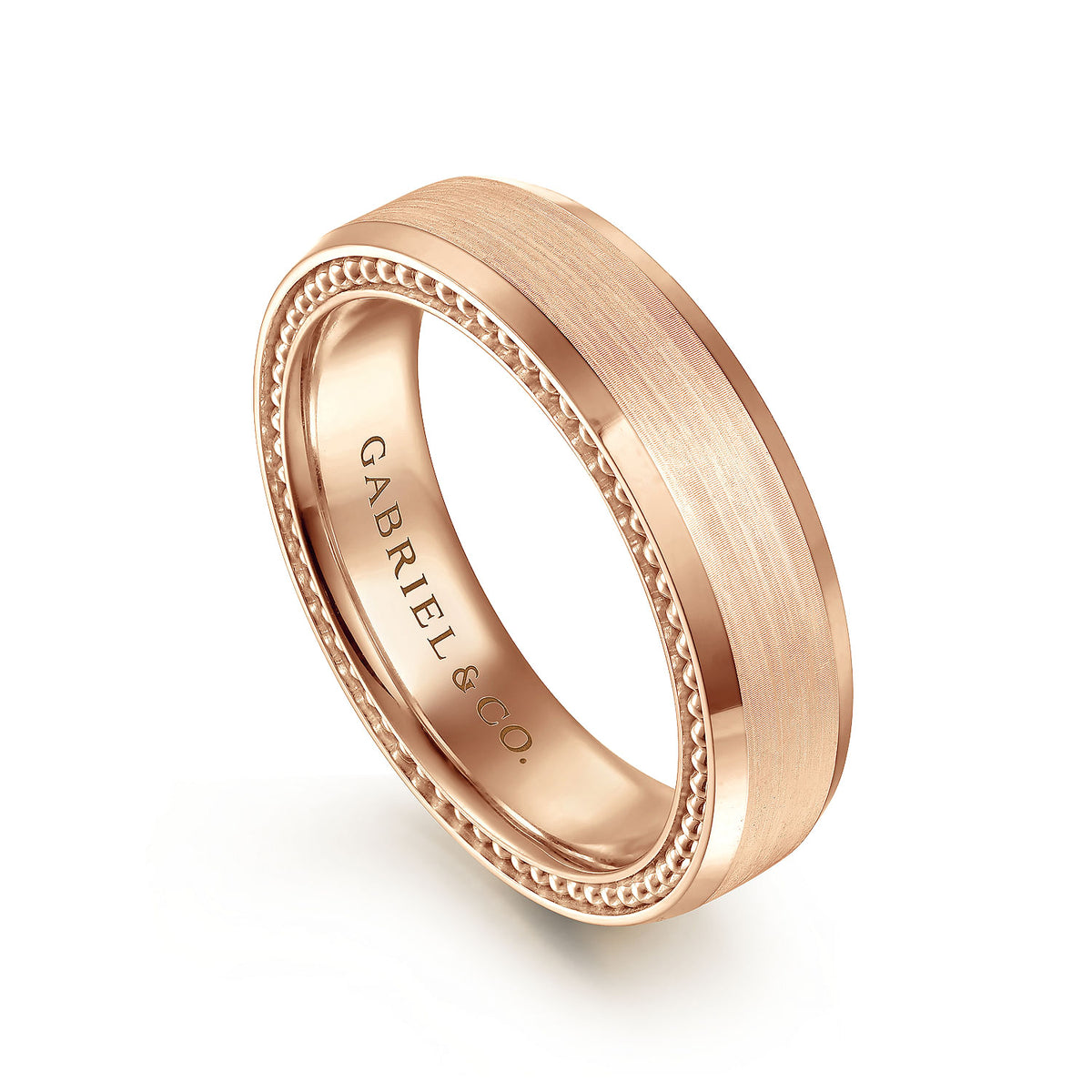 14K Rose Gold 6mm Mens Wedding Band in Satin Finish