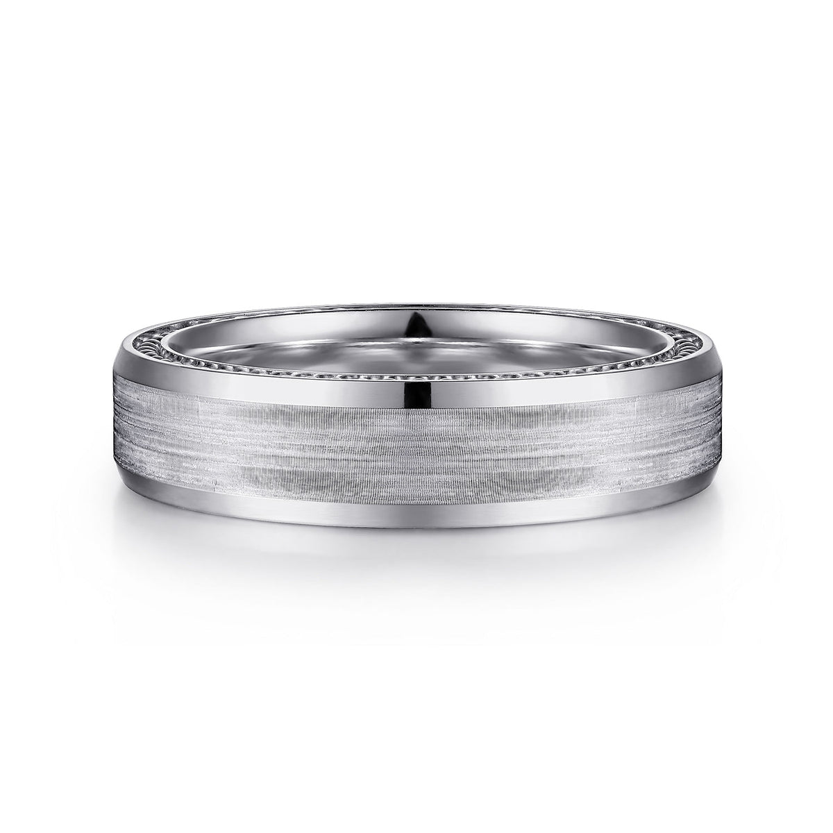 14K White Gold 6mm - Men&#39;s Wedding Band in Satin Finish