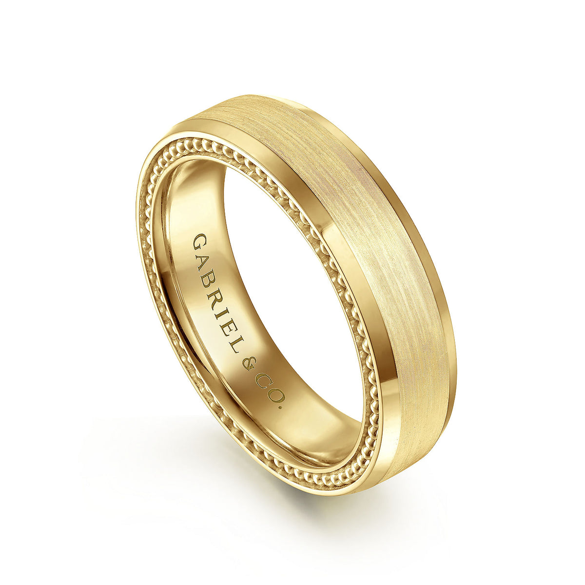 14K Yellow Gold 6mm Mens Wedding Band in Satin Finish