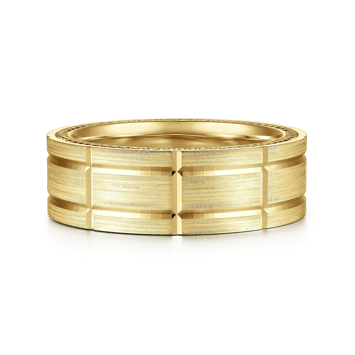 14K Yellow Gold 8mm Mens Wedding Band in Satin Finish